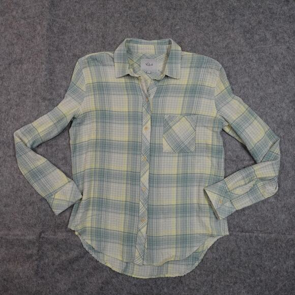 Rails Top Womens Small Brady Sage Lemon Button Shirt Plaid Western Cowgirl - Picture 1 of 10
